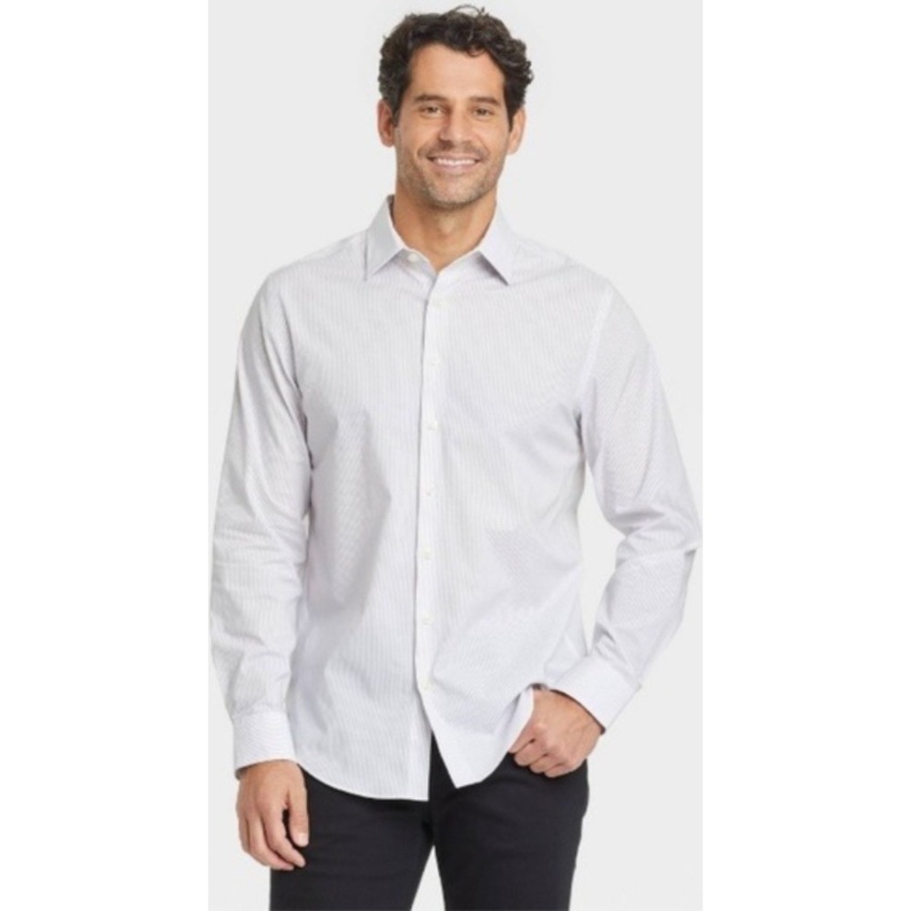 Goodfellow‎ & Co Mens XXL White Blue Strip Every Wear Poplin Button-Up Shirt NWT